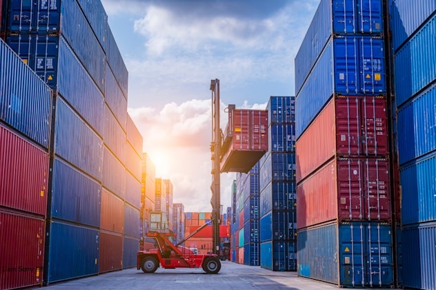 Shipping containers at port
